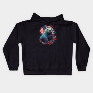 Patriotic Manatee Kids Hoodie